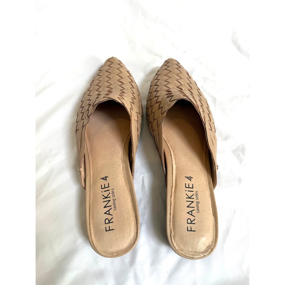 EUC Frankie4 Kass Woven Leather Mules Shoes, Biscuit Cream Tan, 10 - Picture 3 of 5